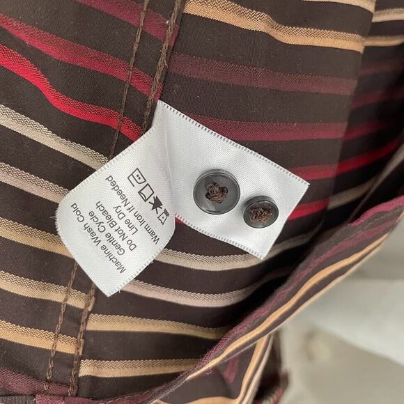 Coldwater Creek Shirt Size XL 16 Brown No Iron Striped Button Up Career Preppy - Picture 6 of 7